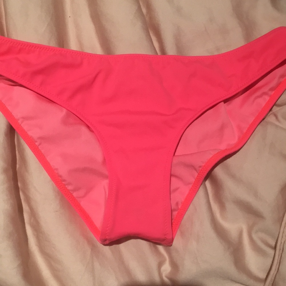 Pink VS Coral bikini bottoms